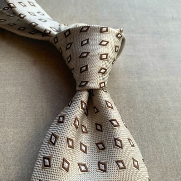 Ermenegildo Zegna Recent Tan & Brown Silk Tie - Picture 2 of 5
